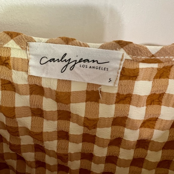 CJLA • Maggie gold and white gingham midi dress - Picture 3 of 3